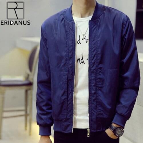 2019 New Spring Autumn Brand MensJacket Solid Slim Zipper Bomber Causal Jackets Men Overcoat Mens Thin Pilot Jackets M726