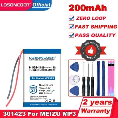200mAh 3.7V Polymer Lithium Battery 301423 for MEIZU MP3 Bluetooth Headset General Rechargeable Toys DIY