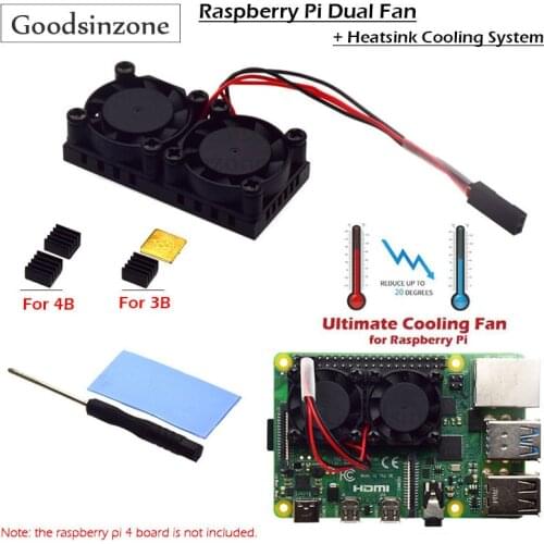 Raspberry Pi 4 Model B,3B+ Dual Fan with Pi 4B Heatsink Kit, Cooling Fan Kit with Tape for Raspberry Pi 4B / 3 B
