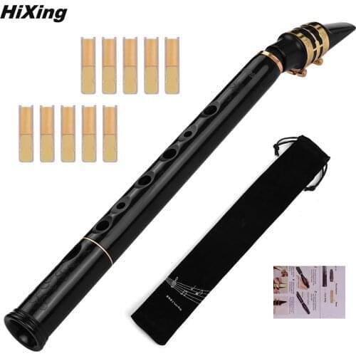 HiXing C Key Mini Pocket Saxophone Sax ABS Material with Mouthpieces 10pcs Reeds Carrying Bag Woodwind Instrument