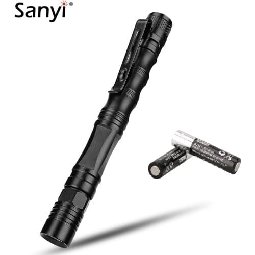 1 Switch Mode Mini Flashlight Portable Small Penholder Torch LED Night Walking Lighting Car Maintenance Work Light Use 2*AAA