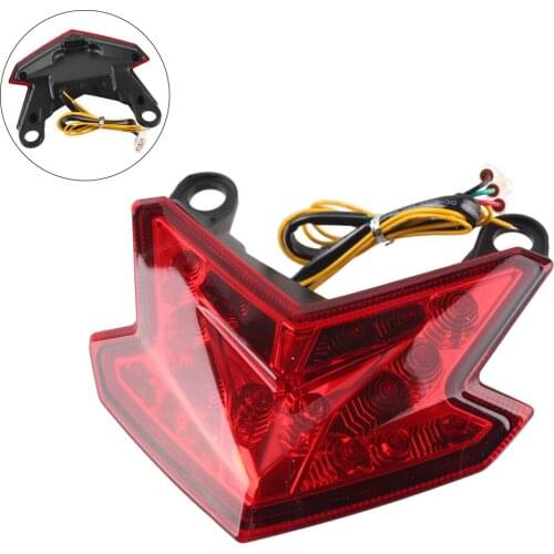 Motorcycle Integrated LED Rear Tail Light Turn Signals Taillight For Kawasaki ZX6R Z800 2013 2014 Red