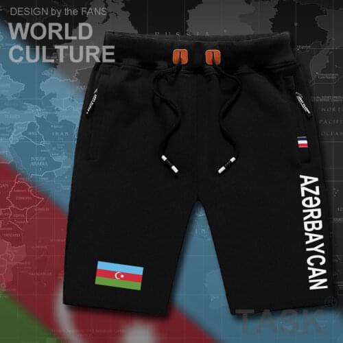 Azerbaijan Azerbaijani mens shorts beach man mens board shorts flag workout zipper pocket sweat bodybuilding 2017 cotton AZE