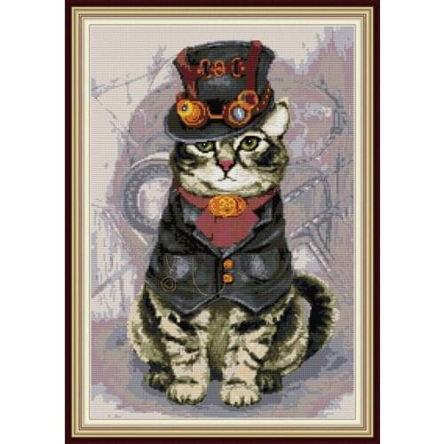 Everlasting Love Mighty Cat Chinese Cross Stitch Kits Ecological Cotton Clear Stampted Printed 14 11CT DIY Christmas Decoration