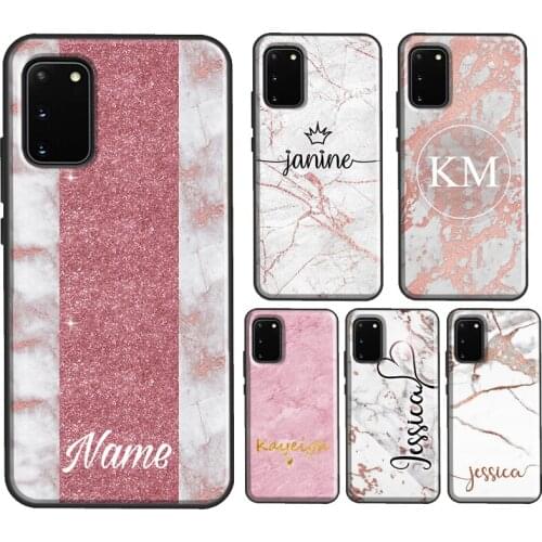 PERSONALISED ROSE MARBLE INITIALS NAME For Samsung Galaxy S20 FE S21 Ultra Note 20 Note 10 Plus S10e S8 S9 S10 Plus Phone Case