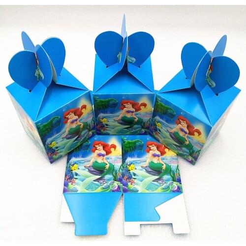 6pcs Little Mermaid Candy Box Party Suppliers Gift Box For Kids Girl Birthday Party Decoration Baby Shower Mermaid Party Favors