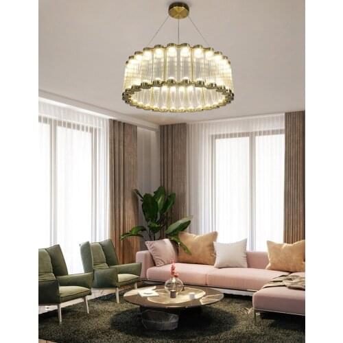 Postmodern light luxury and changeable glass living room chandelier villa hotel lobby round bedroom bar designer lamp