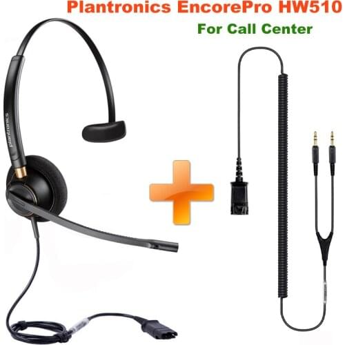 Plantronics EncorePro HW510 89433-01 Wired Headset, with Noise-Canceling Microphone with dual 3.5mm PC Plug