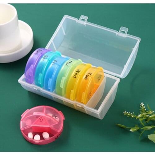 Colorful 7 Days Weekly Tablet Pill Medicine Box Extra Large Container Small Prescription Medicine Case Daily Set Organizer Mini