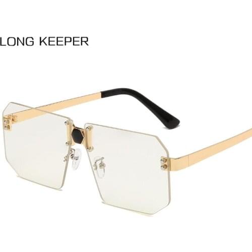 Vintage Square Rimless Sunglasses Men Women Luxury Brand Big Frame Sun Glasses Male Driving Eyewear Gafas De Sol Hombre