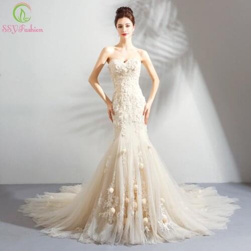SSYFashion Mermaid Silhouette Wedding Dresses