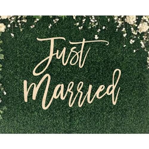 Just Married Wood Wall Names Boxwood backdrop Wedding Decor Outside Wood Laser Cut Wooden Sign Large Size Wall Home Decor Weddin