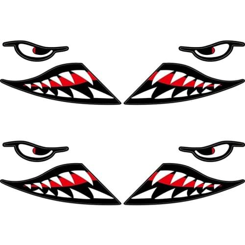 4 Pieces Shark Teeth Mouth Reflective Decals Waterproof Kayak Stickers for Car Kayak Canoe Fishing Boat Truck Decoration
