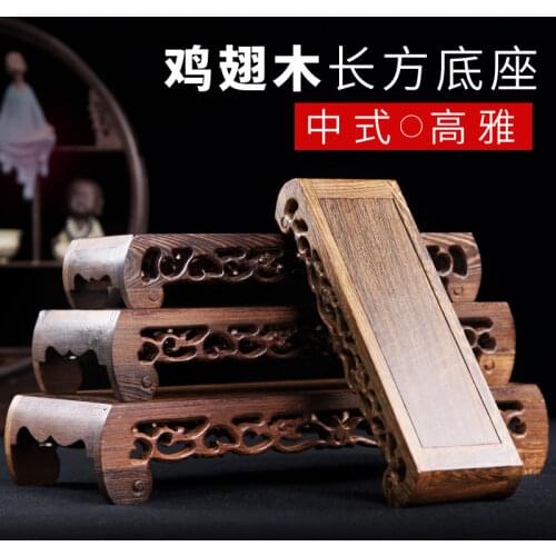 Home decoration wood carve pedestal potted plant base collection stone display stand traditional china
