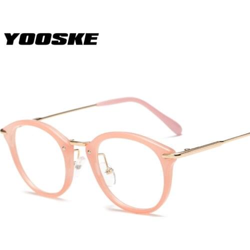 YOOSKE Vintage Optical Eyeglasses Women Round Metal Frame Unisex Spectacles Female Clear Lens Eyewear Prescription Eye Glasses