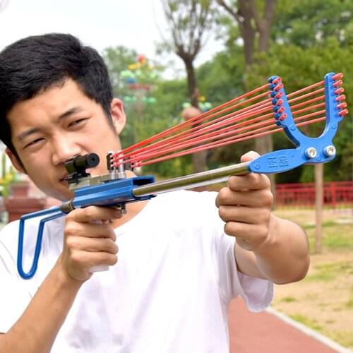 High-strength Telescopic Long Slingshot High-precision High-power Laser Aiming All-metal Outdoor Hunting Catapult Slingshot