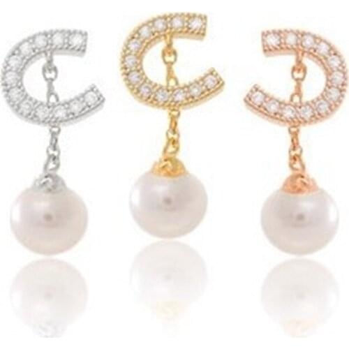 New Brand Fashion Charm Crystal imitation pearl Beads Stud Earrings Womens Jewelry Gift