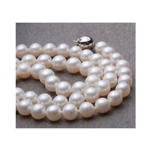 Women gift word Jewelry 17INCH AAAA 10.5-11MM natural AAA White Seawater Cultured Round Pearl Necklac large Silver