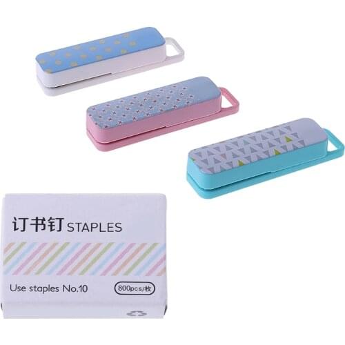 1 Set Manual Mini Stapler 3 Color Staplers Set Stationery School Office Supplies