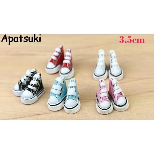 1Pair 3.5cm Fashion Canvas Shoes For Blythe Dolls Causal Shoes For Barbie Doll House Mini Shoes For 1/6 BJD Doll Accessories