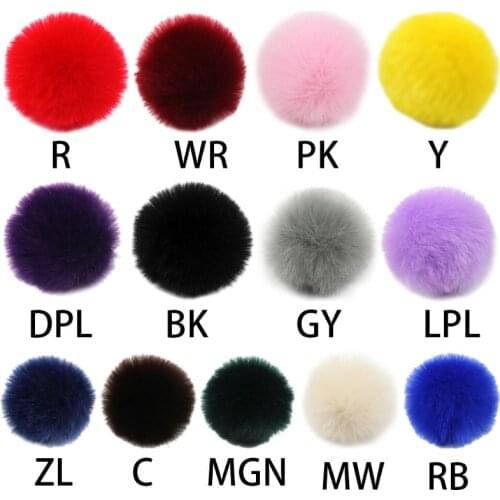2Pcs/Set 14 Colors 8cm DIY Fluffy Pompom Ball With Elastic Loop Rainbow Solid Color For Knitting Hat Shoes Scarves Bag Handbag