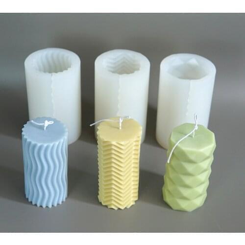 2021 Geometric Cylinder Candle Mold Horizontal Stripes Vertical Stripes Candle Mould Simple Modern Style Candle Silicone Molds