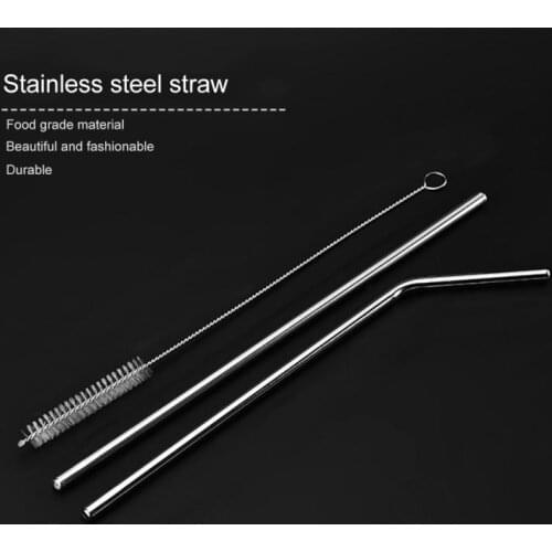 3pcs Beer Bar Tools Stainless Steel Straw Set 1 Brush 1 Bends Pipe Elbow 1 Straight Tubes Home Drinking Tableware Kitchen Cocina