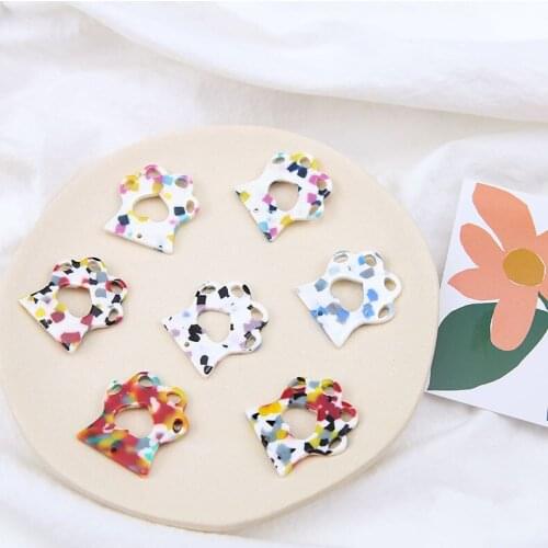 Hollow Out Cute Heart Shape Colorful Resin Charms DIY Jewelry Findings Ornament Accessories Girl Earring Necklace Pendants 30pcs