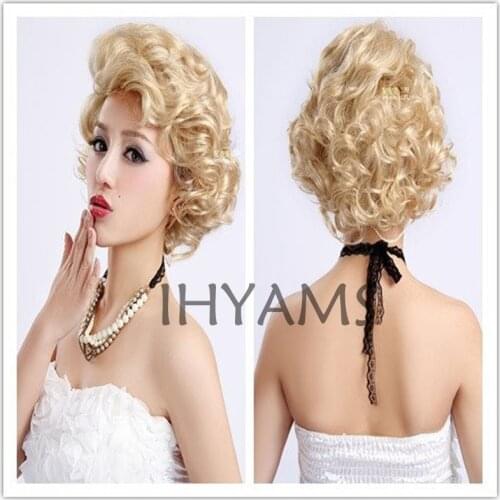30cm Short Gold Marilyn Monroe Sexy Curly Fashion Wig + Wig Cap