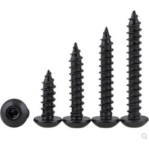 5-20Pcs 304 m3 m4 m5 m6 steel with black Hexagon Socket Button Head Self-tapping Screws Round Head Hex Screws