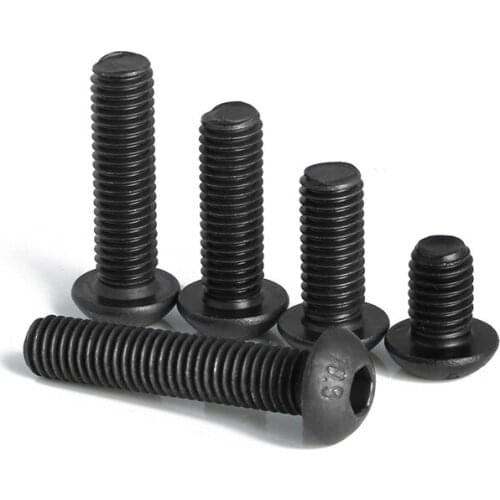 50Pcs 4#-40 10.9 Level Blackening Allen Round Head Screws Hex Socket Hexagon Socket Pan Header Screws Mechanical Bolts Bolt