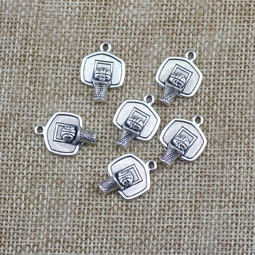 Good Quality 50 Pieces/Lot 20mm*14mm Diy Jewelry Making Metal Sports Basketball Charms
