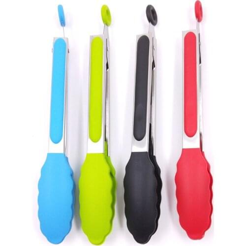 9 Inch Kitchen Cooking Salad Serving BBQ Tongs Heat Resistant Meat Food Clamp Holder Tongs Stainless Steel Handle Utensil