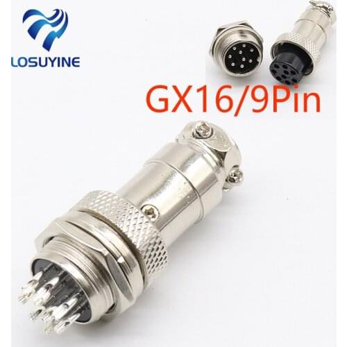 1set GX16 9 Pin Male & Female Diameter 16mm Wire Panel Connector L77 GX16 Circular Connector Aviation Socket Plug Free Shipping
