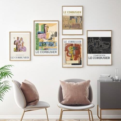 Abstract Exhibition Poster French Le Corbusier Vintage Museum Print Wall Art Picture Canvas Painting for Living Room Home Decor