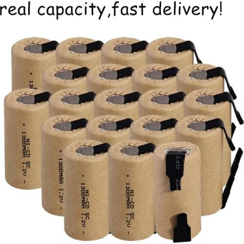 Real capacity 20 pcs SC battery for dewalt for bosch for makita power tools 1.2V SUBC batteries rechargeable 1300mah