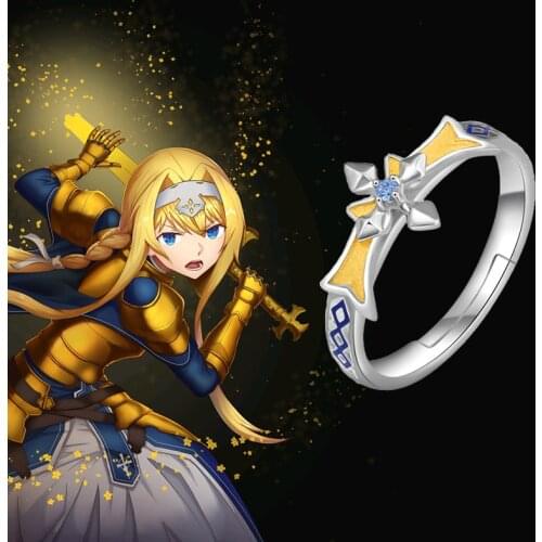 Anime Sword Art Online Alicization Alice·Synthesis·Thirty 925 Sterling Silver Finger Ring Adjustable Jewelry Couple Lovers Gifts