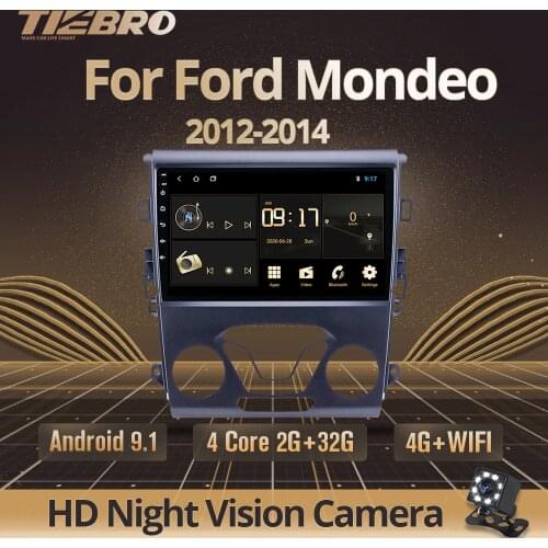 TIEBRO 2DIN Android 9.0 Car Radio For Ford Mondeo 2012 2013 2014 Multimedia Player Touch Screen 9 Inch 2 Din Support DVR Camera