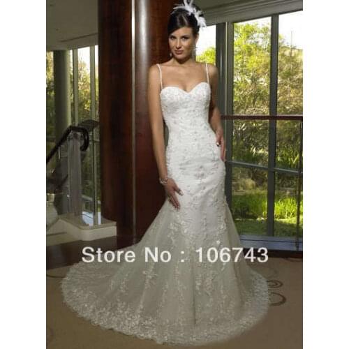 Free shipping wedding gowns 2017 rhinestone and beaded appliques Sexy Sequins Lace Mermaid Bride Wedding Dress bridal Gown