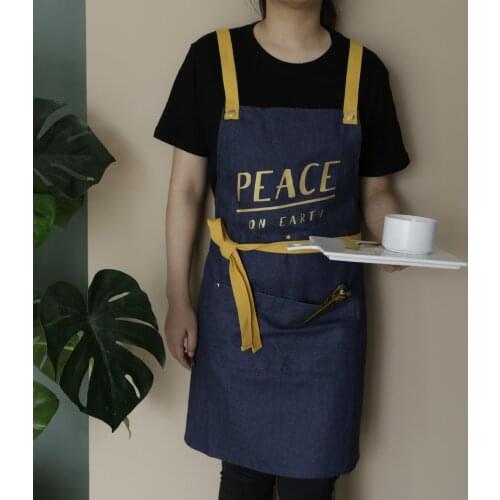 Denim Apron Barista Restaurant Waiter Nordic Simple Sleeveless Antifouling Coverall