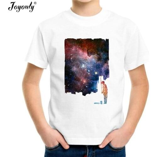 Joyonly 2018 Children Funny Design T shirt Colorful Galaxy Brush Paint Printed 3D T-shirt Boys Girls Cool White Tees Kids Tops