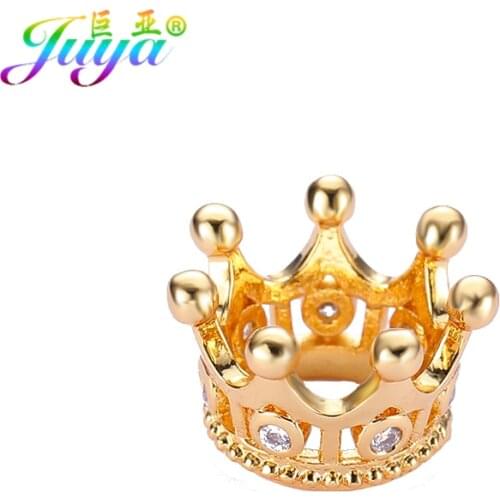 Juya DIY Beadwork Jewelry Beads Hand made Deccoratio Floating Charms Crown Beads For Women Men Natural Stones Jewelry Making