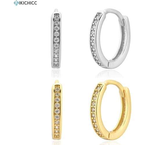 Kikichicc 925 Sterling Silver Large Hoops 11mm Huggies Women Rock Punk CZ Pave Rock Punk Fashion Jewelry Fine Ctystal Jewellry