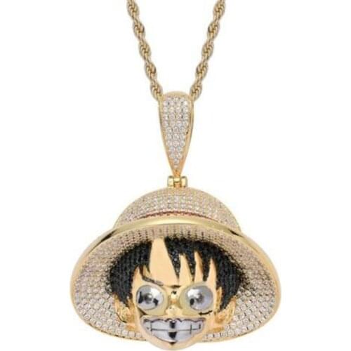Classic Cartoon Luffy Pendant Necklace Collar High Quality Metal Hip Hop Jewelry