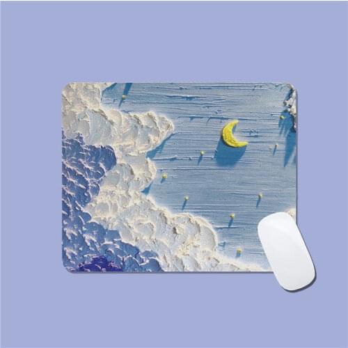 Kawaii Mouse Pad Cute Mouse Pad Desk Oil Painting Gaming Writing Desk Mats Gamer Round Square Deskpad Office Home PC Computer
