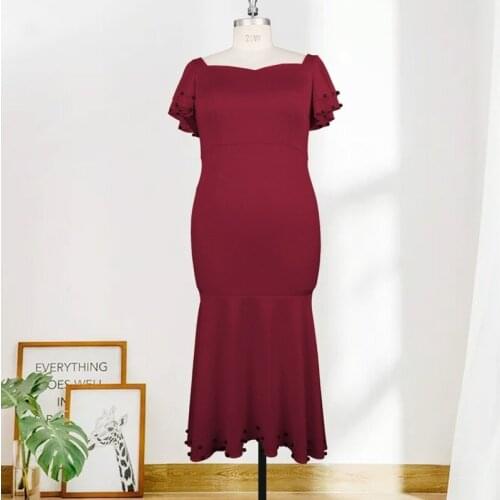 Summer V-neck Short-sleeved Stitching Dress with Beaded High Waist Large Size Ruffled Slim Dress Slim Slimmer Even Party Dress