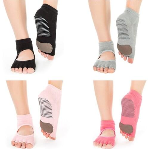 Summer Yoga Toeless Socks Non Slip And Non Skid Sticky Grip Sock Combed Cotton Workout Socks For Women And Girls Doing grip #WW