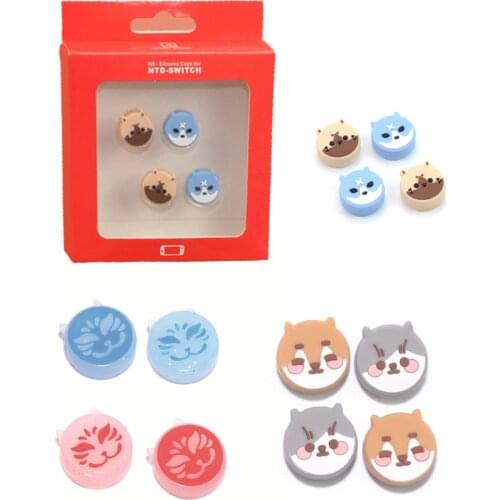 Cute Fox Cat Dog Thumb Stick Grip Cap Joystick Protective Cover for Nintend Switch NS Lite Joy-con Controller Thumbstick Case
