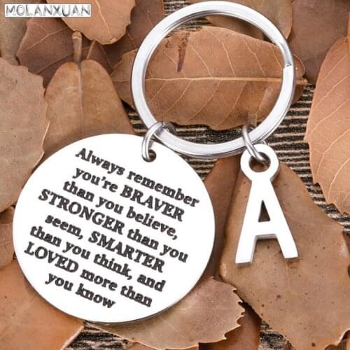 Fashion Keychain Birthday Graduation Gifts for Him Her Quote " Always Rremember You Are Braver Than You Believe " Keyring