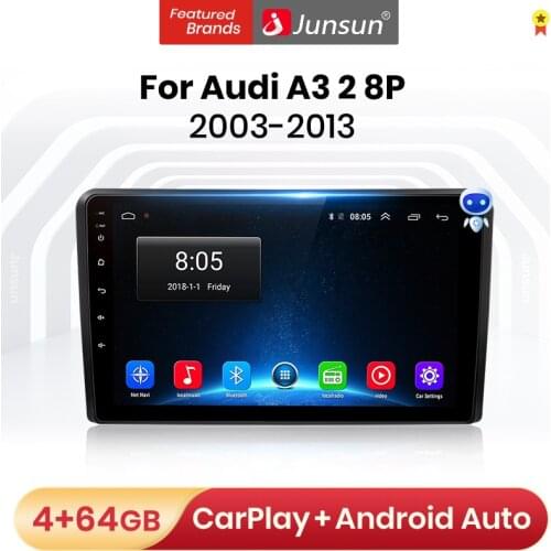 Junsun V1 Pro 4G Android 10.0 4G+64G Car Radio Multimedia Player For Audi A3 2 8P 2003 - 2013 GPS Navigation no 2din dvd radio